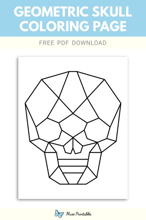 Geometric Skull, Skull Coloring, Skull Coloring Pages, Geometric Drawing, Geometric Lines, Dia De Muertos, Coloring Page, Sugar Skull, Geometric Shapes