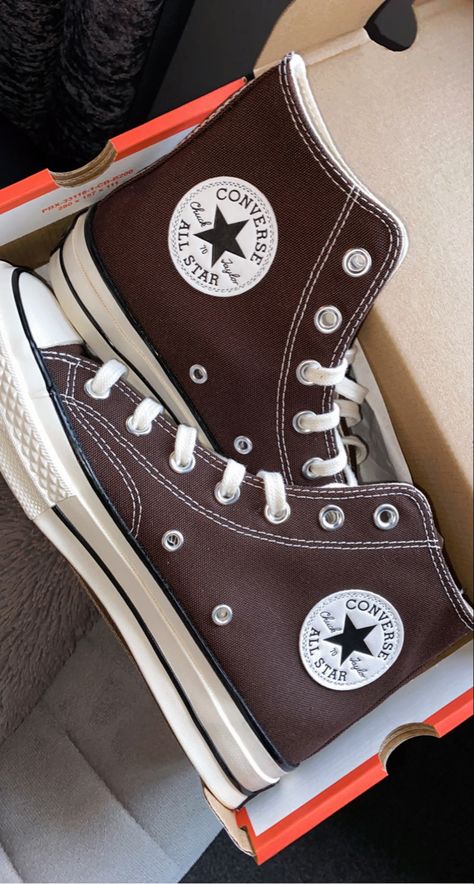 Converse Colors, Colored Converse, Brown Instagram, Converse Aesthetic, Brown Converse, Converse Brown, Cute Converse, High Top Converse, Sneakers Converse