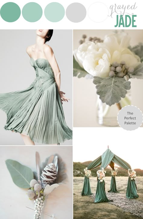 Pantone Palette | Grayed Jade http://www.theperfectpalette.com/2013/09/pantone-palette-grayed-jade.html Grayed Jade, Jade Wedding, Pantone Palette, Wedding Color Scheme, Wedding Color Palettes, Wedding Colour, Wedding Color, Jade Green, Green Wedding