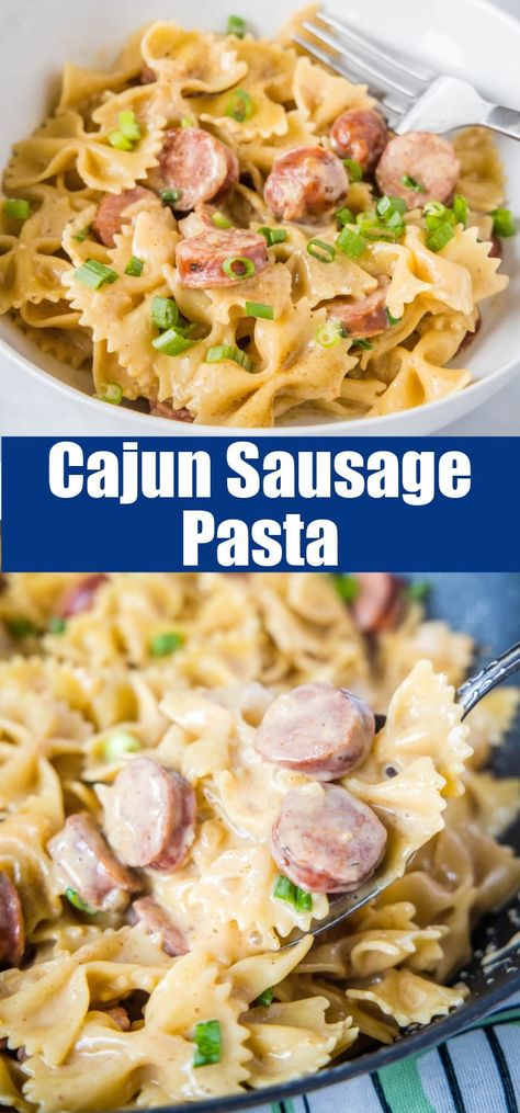 Recipes With Sausage Links, One Pot Cajun Pasta, Andouille Sausage Pasta, Kielbasa Pasta Recipes, Cajun Pasta Recipes, Cajun Sausage Pasta, Andouille Sausage Recipes, Kielbasa Pasta, Creamy Cajun Pasta