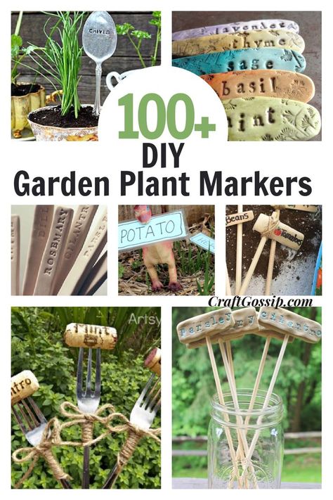 Garden Planters Plant Markers Diy, Garden Markers Diy, Craft Patterns Free, Garden Plant Markers, Diy Gardening Ideas, Diy Marker, Garden Marker, Marker Crafts, Home Decor And Organization