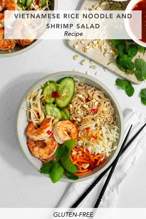 A bowl of Vietnamese Rice Noodle and Shrimp Salad is just what you need🍜⁠
⁠
This dish is simple but packs a lot of yummy Vietnamese flavors! We used Gloryland Brown Rice Noodles for the base!⁠ Shrimp Rice Noodle Bowl, Vietnamese Rice Noodle Bowl, Shrimp Noodle Bowl, Shrimp Rice Noodles, Rice Noodle Bowl, Brown Rice Noodles, Salad Gluten Free, Salad Recipes Gluten Free, Dairy Free Appetizers