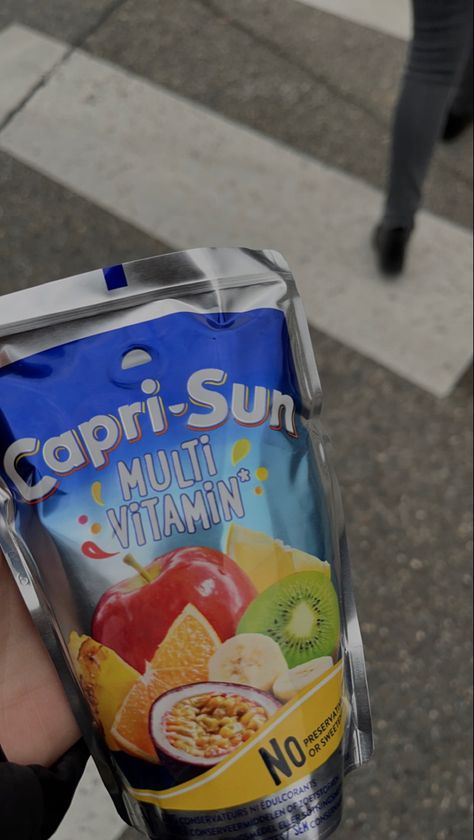 Capri Sun Aesthetic, Caprisun Aesthetic, Girl Routine, Candy Drinks, Capri Sun, Multivitamin, Capri, Vitamins, Yummy Food