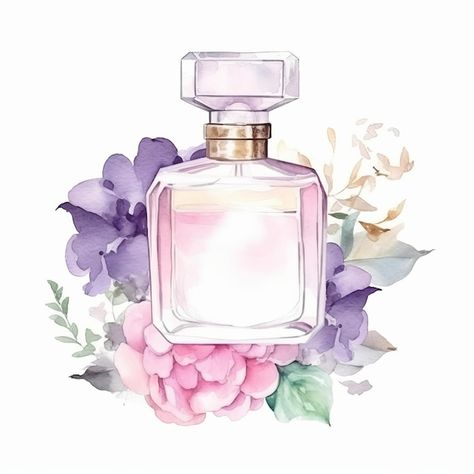 Perfume Art Painting, Perfume Artwork, Perfume Illustration, Floral Perfume Bottle, Perfume Logo, Perfume Vintage, Perfume Art, Bottle Drawing, Perfume Bottle Art