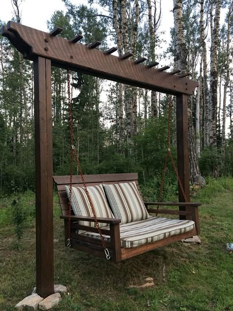 Pergola Swing/Day Bed Swing - Woodworking Project by Rosebud613 - Craftisian Pergola Diy, Backyard Swings, Garden Swing Seat, Pergola Swing, Wooden Swing, Pergola Attached To House, Swing Dancing, Patio Swing, Garden Swing