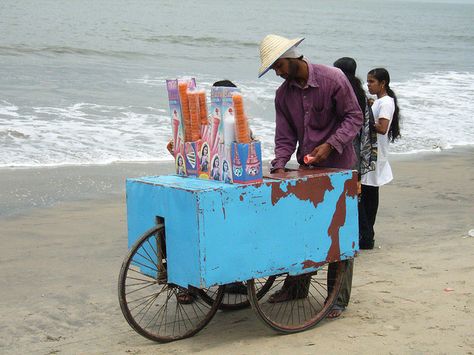 Ice cream seller Beach Ice Cream Shop, College Canteen, Ice Cream Seller, Beach Sketches, Memory Drawing, Watercolor Scenery, Bike Drawing, Figure Sketches, Human Figure Sketches