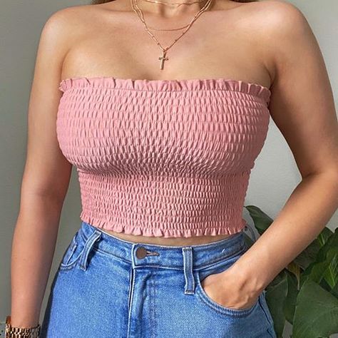 Pink Tube Top Outfit, Tube Top Outfit, Summer Tube Top, Summer Tube, Tube Top Outfits, Pink Tube Top, Strapless Crop Top, Avneet Kaur, Begin Again