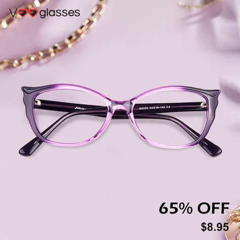 LS3226 | purplw, blue, red | #veeglasses #specs #happy #eyewear #love #sale #frame #fashion #optical #style #life #cute Unique Glasses Frames, Aesthetic Glasses, Purple Glasses, Classy Glasses, Glasses Inspiration, Glasses Prescription, Funky Glasses, Unique Glasses, Cat Eye Glasses Frames