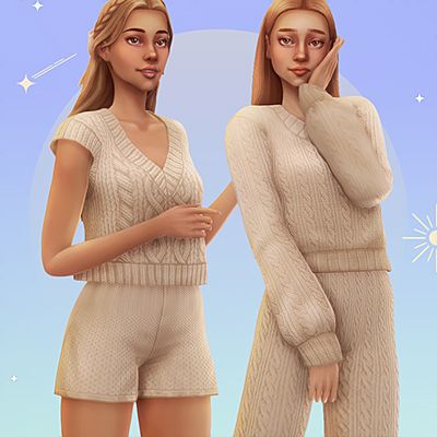 Cozy Knits clothing set - The Sims 4 Create a Sim - CurseForge Sims 4 Female Sweater, Sims 4 Cc Cosy Clothes, Sims 4 Knit Sweater, Sims 4 Cozy Clothes, Sims 4 Cozy Cc Clothes, Sims 4 Cc Cozy Clothes, Sims 4 Loungewear Cc, Sims 4 Cc Lounge Wear, Sims Sweater