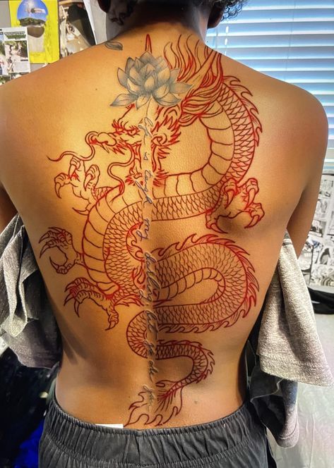 Pretty Hand Tattoos, Dragon Tattoo For Women, Dragon Tattoos, Hip Tattoos Women, Spine Tattoos For Women, Tattoos For Black Skin, Red Ink Tattoos, Leg Tattoos Women, Dope Tattoos For Women