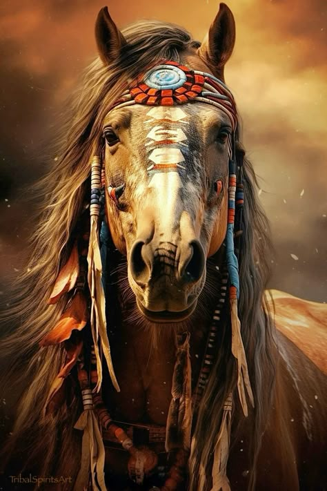 EQUESTRIAN ART: TribalSpiritsArt / Etsy Spirits Art, Native American Tattoo, Horse Art Drawing, Indian Horses, American Fine Art, Western Artwork, Native American Quotes, Spirit Animal Art, Native American Artwork