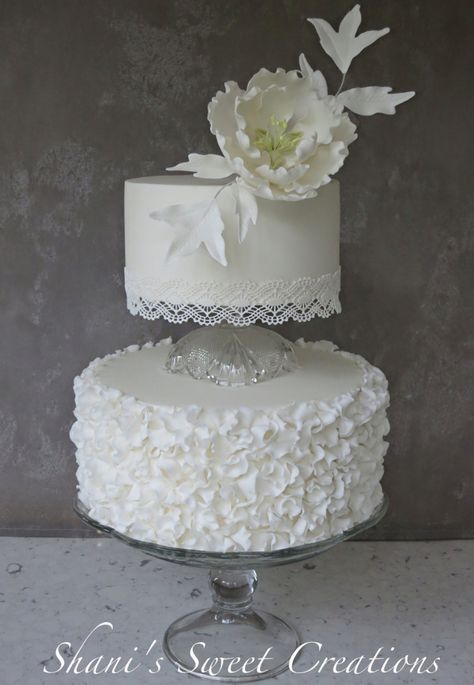 Modern Vintage Wedding Cake  on Cake Central Classic Wedding Cake Vintage, Wedding Cake Modern, Wedding Cake Vintage, Modern Vintage Wedding, Vintage Wedding Cake, White Cakes, Cake Flower, Classic Wedding Cake, Ruffle Cake