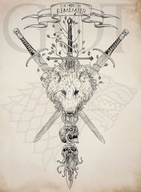 Games Of Thrones Tattoo, Dessin Game Of Thrones, Game Of Thrones Tattoo, Game Of Thrones Poster, The North Remembers, King In The North, Jaime Lannister, Gaming Tattoo, Gra O Tron