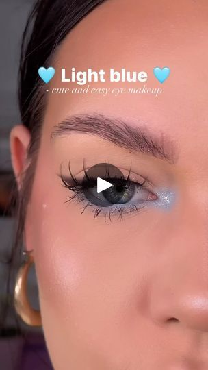 Brown Eyes With Blue Eyeshadow, Blue Eyeshadow For Brown Eyes Tutorial, Brown Eyeshadow With Blue Under Eye, One Blue Eye One Brown Eye, Light Blue Brown Eyeshadow, Plouise Makeup Academy, Brown Mascara, Brown Eyeliner, Simple Eye Makeup