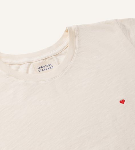 White Tee Shirts, Embroidered Tee, Me Clean, Designer Jeans, Font Styles, Sustainable Clothing, Red Heart, Womens Clothing Tops, Organic Cotton