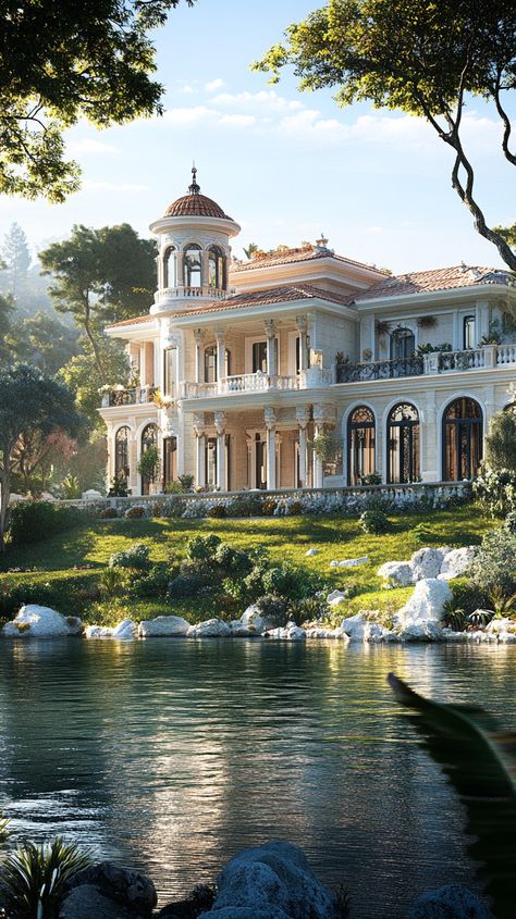 Name: Lakeside Estate with vast garden and picturesque lake scenery Resort Architecture, Grand Homes, Lake, Architecture