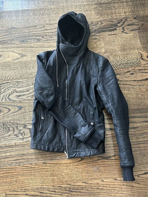 F/W15 Sphinx Bullet Scuba Hooded Leather Jacket Hooded Leather Jacket, Rick Owens Menswear, Leather Jacket With Hood, Rick Owens Men, Youtube Logo, Men's Outerwear, Mens Outerwear, Rick Owens, Leather Jacket