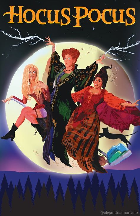 hocus pocus illustrated poster #illustrator #movies #halloween #hocuspocus #illustration #art #oldmovies Hocus Pocus Poster, Hermanas Sanderson, Hocus Pocus 2, Halloween Bedroom Decor, Illustrated Poster, Tv Musical, Halloween Bedroom, Halloween Hocus Pocus, Recent Movies