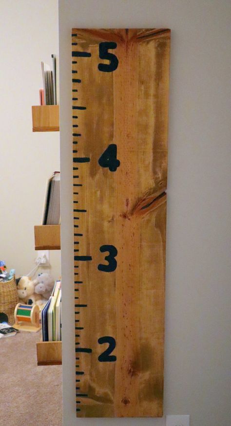 DIY Giant Ruler Wall Art - The Regular Folks Giant Ruler, Teeth Pictures, Minwax Stain, Tape Painting, Black Acrylic Paint, Printable Numbers, Picture Hangers, Old Furniture, Thrift Stores