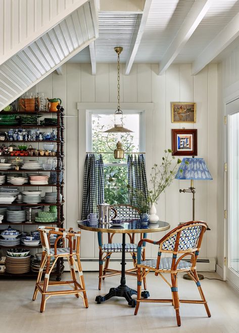 An interior designer's New England beach house filled with collected treasures | House & Garden Whimsical Interior Design, England Cottage, New England Cottage, Cottage Details, Painted Wainscoting, New England Beach House, Scandinavian Cottage, Country Living Fair, Eclectic Homes