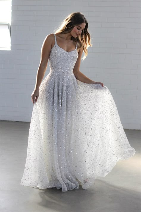 A Line Sparkle Wedding Dress, Ariel Inspired Wedding Dress, Full Beaded Wedding Dress, Sparkle Wedding Dress Glitter, Sparkly Reception Dress, Sparkly White Dress, Shimmer Wedding Dress, Wedding Dresses Sparkly, Celebrity Wedding Gowns