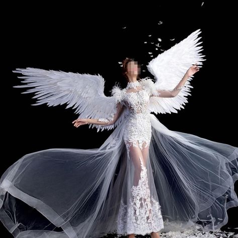 Покупай умнее, живи веселее! Aliexpress.com Angel Model Photography, Fashion Show Props, White Angel Outfit, Wing Photoshoot, White Dress Angel, Angel Costume Ideas, White Angel Dress, Wedding Photography Display, Angel Wing Dress