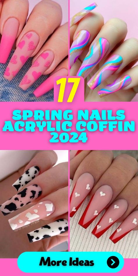 Birthday-Themed Acrylic Coffin Nails for Spring 2024: Celebratory and festive, birthday-themed acrylic coffin nails will be a hit in Spring 2024. These designs might include playful art like balloons, confetti patterns, or glitter accents, perfect for medium-length nails. It's a fun way to add a personal touch to your springtime celebrations. Hot Nails Trends 2024, May Nails, Spring Acrylic Nails, Sns Nails, Latest Nail Trends, Shaped Nails, Spring Nail Colors, Rainbow Nails, Nails 2024