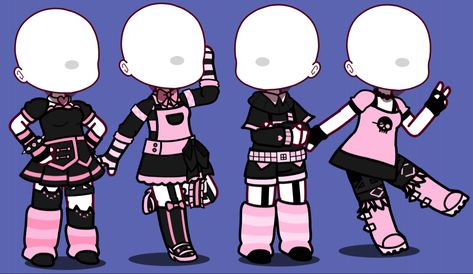 Gacha Club Outfit Ideas Goth, Gacha Punk Outfits, Steampunk Gacha Club, Gacha Club Rockstar Outfit, Gacha Kuromi, Goth Gacha Club Outfits, Black Pink Clothes, Outfit Ideas Alt, Outfit Ideas Goth