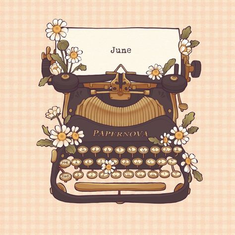 Sonia Stegemann, Typewriter Illustration, Typewriter Sticker, Chai Shop, Aesthetics Pics, Typewriter Art, Artwork Inspiration, Shop Opening, Illustrated Art