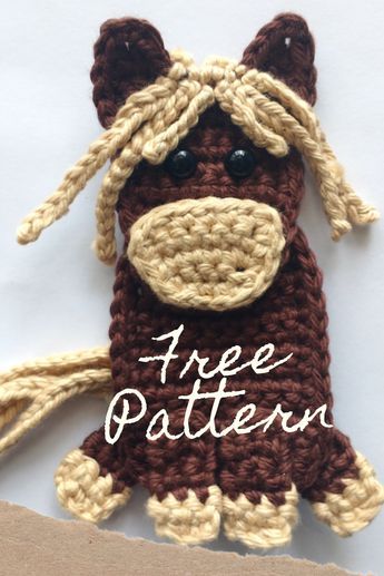 Crochet Horse Applique Pattern Free, Crochet Horse Pattern Free Easy, Crochet Horse Applique, Horse Applique Pattern, Crochet Horse Hat, Free Crochet Applique, Appliqué Crochet, Horse Applique, Horse Crochet