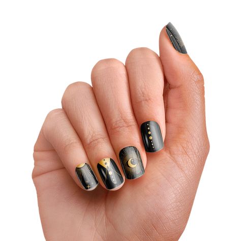 Gold And Black Nails, Magical Objects, Mens Nails, Cute Halloween Nails, Fall Nail Trends, Fall Nail Art Designs, Stripped Nails, The Occult, Fall Acrylic Nails