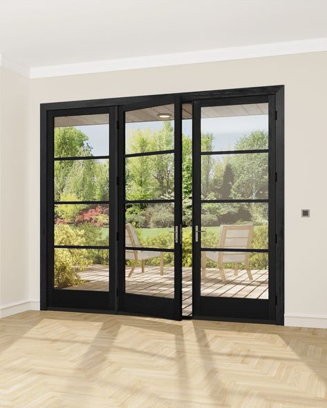 Order (G401-W-SLK-SH_3) Exterior, French/ Patio, Interior door produced by US Door & More Inc from $6,370.88 online. Customize the item with available options to match your requirements and view the adjusted price real-time, or add the item to Request for additional customization. This item comes in Triple Door door systems and is built with Wood (Mahogany) species. The Contemporary Modern door is an outstanding complement for your home. Expect an estimated ship lead time of 4 to 6 Weeks | F Deck Door, French Door Interior, Exterior French Doors, Modern Patio Doors, Farmhouse Home Design, Door Decks, Ranch House Remodel, French Patio, Exterior Doors With Glass