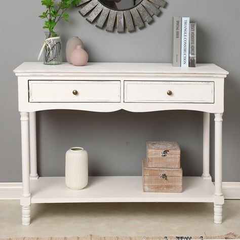 Storage Console Table, Distressed White Wood, Farmhouse Console Table, Storage Console, Wood Accent Table, Large Decor, Table Sofa, Living Room Side Table, Entryway Table