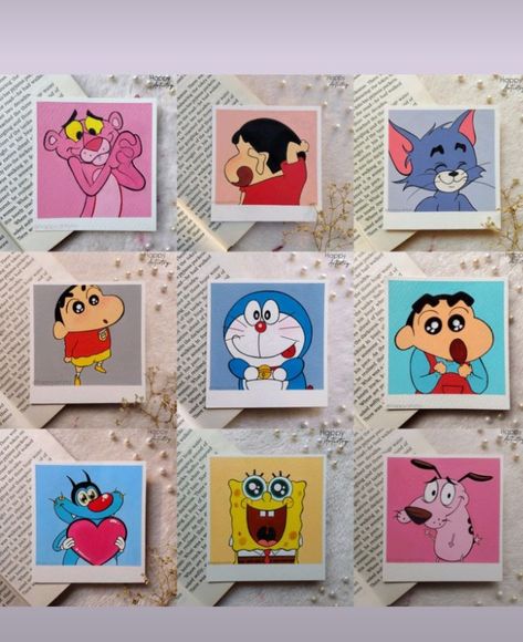 Cartoon Polaroid, Polaroid Painting, Jerry Wallpapers, Tom And Jerry Wallpapers, Cute Easy Paintings, Cartoon Eyes Drawing, Easy Rangoli Designs Diwali, Bullet Journal Cover Ideas, Watercolor Paintings Nature