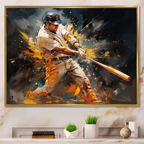 " Baseball Abstract Home Run " Sports Wall Decor, Acrylic Wall Decor, Sports Wall, Sports Prints, Black Picture Frames, Gold Picture Frames, Home Run, Studio Decor, Acrylic Wall Art