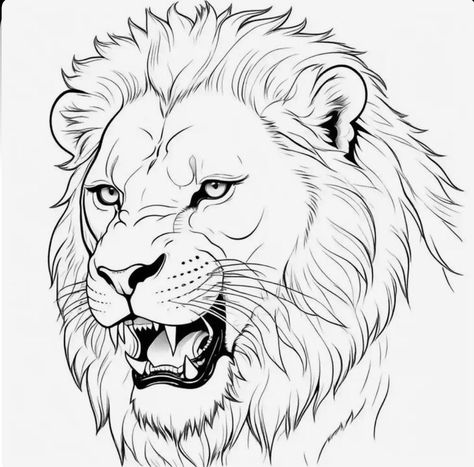 Lion Head Drawing, Simple Compass Tattoo, Room Paint Designs, Lion Coloring, Lion Art Tattoo, Lion Sketch, Lion Coloring Pages, Simpsons Drawings, Lion Head Tattoos