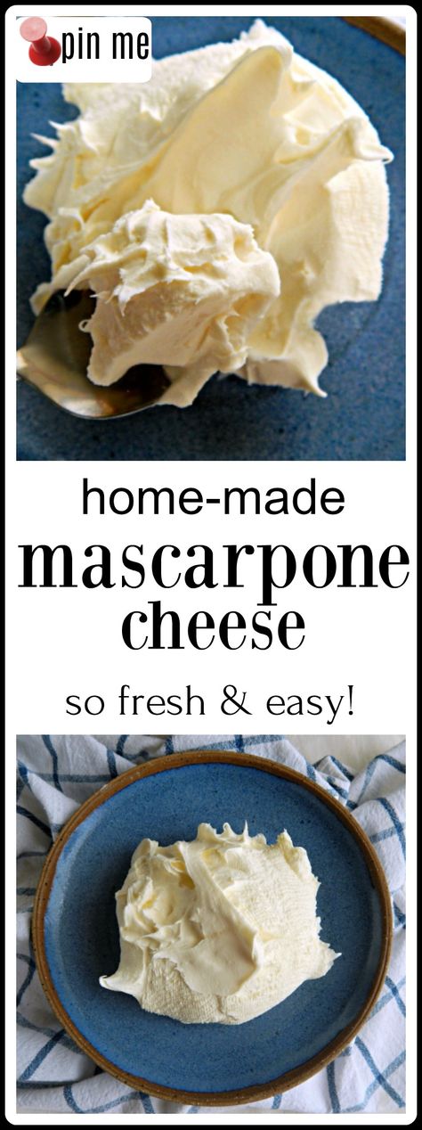 Homemade Mascarpone, Marscapone Cheese, Cheese Recipes Homemade, Mascarpone Recipes, Cheese Making Recipes, Cheese At Home, Diy Cheese, Making Cheese, Cheese Butter