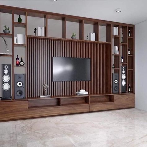 Tv Showcase Design, Wooden Partition Design, Tv Cabinet Design Modern, Modern Partition Walls, Ruang Tv, Partition Designs, Wall Partition Design, Tv Unit Design Modern, Wooden Partitions