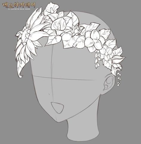 Flower Crown Drawing, Crown Drawing, Crown Art, Sketch Poses, Anime Base, Flower Headpiece, Drawing Templates, Art Base, Drawing Reference Poses