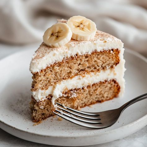 Banana Cake with Brown Butter Cream Cheese Frosting Banana Cake Cream Cheese Frosting, Banana Bread Cake With Cream Cheese Frosting, Banana Cake Frosting, Brown Butter Cream Cheese Frosting, Brown Butter Cream Cheese, Cinnamon Bread Easy, Apple Crisp Cheesecake, Hacks For Home, Banana Butter