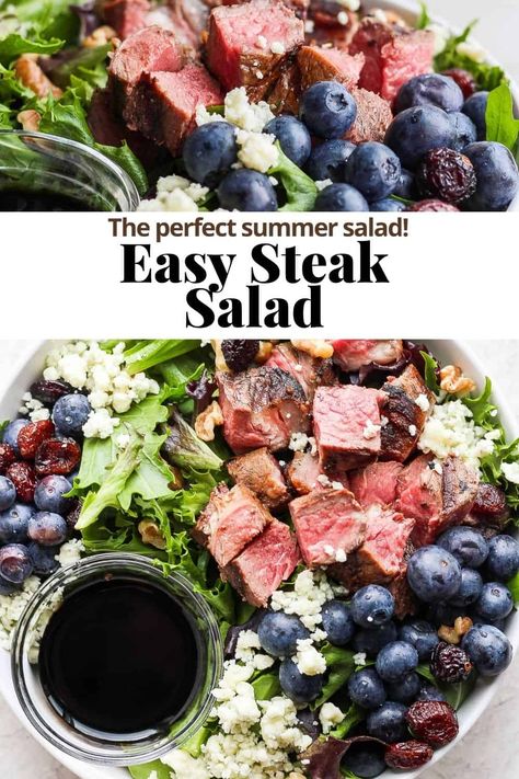 Easy Steak Salad, Wooden Skillet, Steak Salad Recipe, Steak With Blue Cheese, Balsamic Steak, Grilled Steak Salad, Steak And Broccoli, Mignon Steak, Filet Mignon Recipes