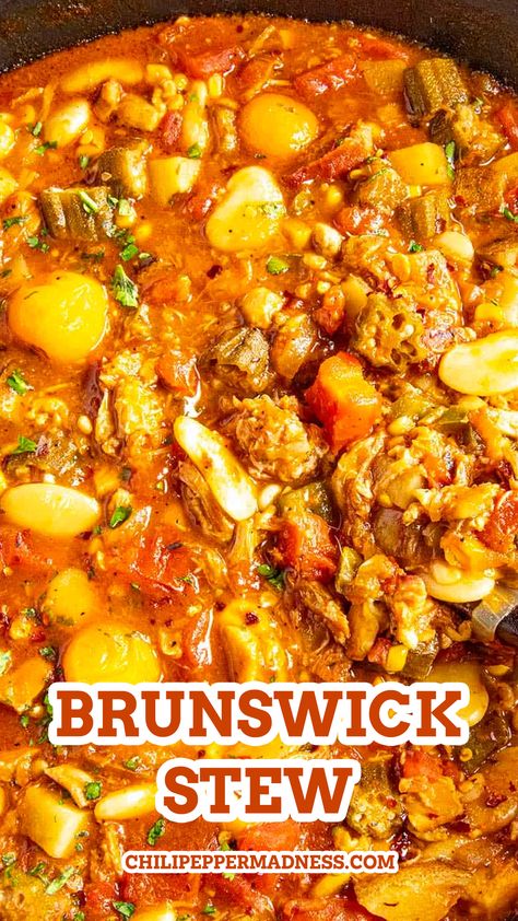 New Brunswick Stew, Crock Pot Brunswick Stew, Brunswick Stew Recipe Easy, Southern Brunswick Stew Recipe, Brunswick Stew Recipe Georgia, Homemade Brunswick Stew Recipe, Chicken Brunswick Stew Recipe, Best Brunswick Stew Recipe, Chowders Recipes