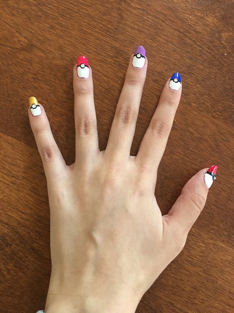 Simple Pokemon Nails, Pink Pokemon Nails, Pokemon Manicure, Pikachu Nails Nailart, Togepi Nails, Gravesite Decorations, Nails 2020, Video Game, Acrylic Nails