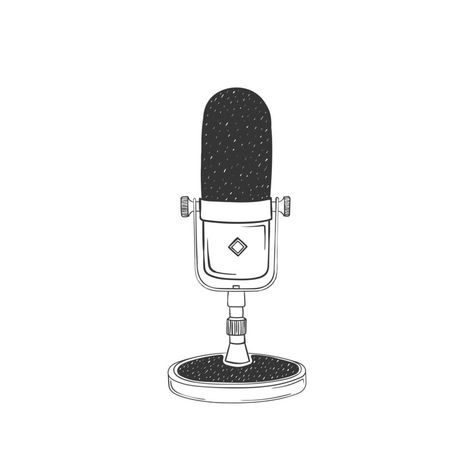 Podcast Microphone Drawing, Podcast Microphone Illustration, Microphone Painting, Microphone Sketch, Microphone Art, Microphone Aesthetic, Microphone Illustration, Microphone Drawing, Outline Ideas