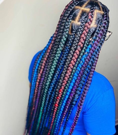 Bts Hairstyle, Dark Roots Hair, Jumbo Knotless, Rainbow Braids, Birthday Hairstyles, Gold Hair Pin, Quick Weave Hairstyles, Types Of Braids, Braided Ponytail Hairstyles