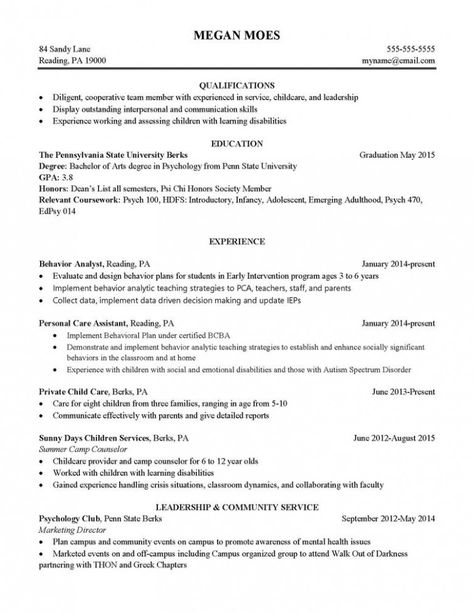 Psychology Resume, Babysitting Resume, Job Hacks, Job Interview Advice, Education Resume, Psychology Major, Interview Advice, Pennsylvania State University, Student Resume