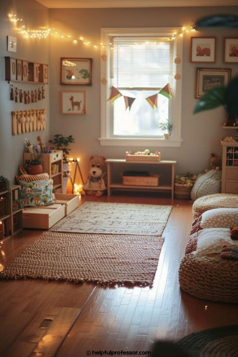 31 Cute & Cozy Play Corner Ideas (2024) Bedroom Ideas Corner, Apartment Kids Room, Reading Corner Toddler, Toy Corner In Living Room, Toddler Play Corner, Cozy Playroom, Small Toddler Room, Kids Reading Corner, Cozy Classroom