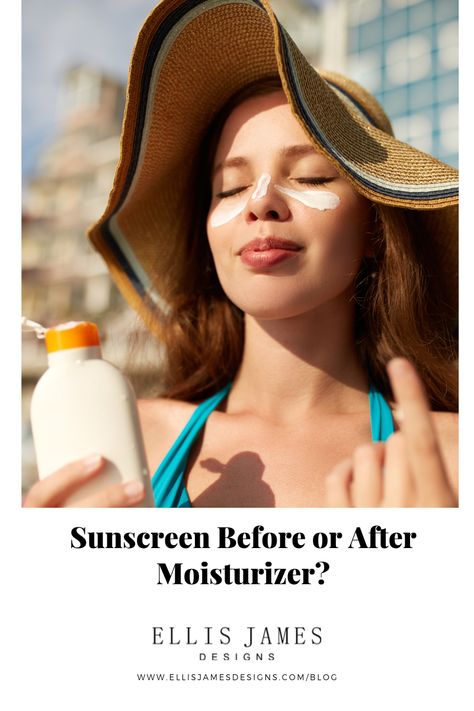 Sunscreen Before or After Moisturizer? Applying Sunscreen to Your Skincare    Does using sunscreen and moisturizer at the same time affect how they perform on your skin? You can find your answer to this here. Let’s see what the proper method of applying both moisturizer and sunscreen is.    #SkincareTips #SkincareHacks #SunscreenProtection #SkinMoisturizing #EllisJamesDesigns Moisturizer And Sunscreen, Applying Sunscreen, Aveeno Positively Radiant, Homemade Face Cream, Lush Products, Physical Sunscreen, Chemical Sunscreen, Anti Aging Face Cream, Anti Aging Facial