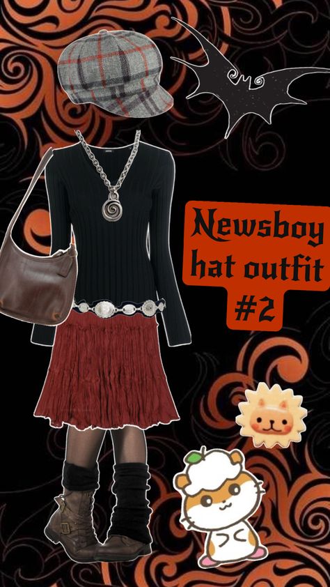 Another outfit idea for the hat I bought Newsboy Hat Outfit, Newsboy Outfit, Y2k Winter, Winter Y2k, Winter Fairy, News Boy Hat, Outfits With Hats, Outfit Idea, Aesthetic Outfits