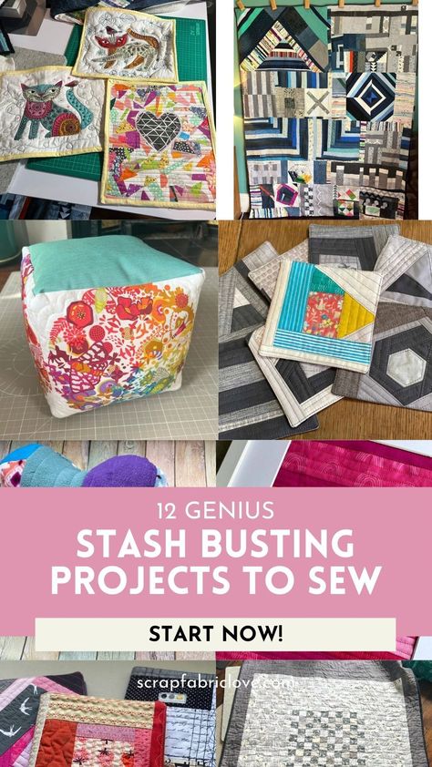 Clear your fabric stash with these 12 stash-busting projects for quilters! Discover stash buster sewing patterns and creative ideas for leftover fabric projects. From stash buster quilts to scrap fabric projects, these tutorials make fabric stash busting fun and rewarding. Whether you’re sewing for charity, creating unique fabric bowls, or tackling a stash-busting quilt pattern, these projects are perfect for using fabric scraps creatively. Fabric Scrap Busters, Uses For Fabric Scraps, Sewing Projects From Scraps, Stash Buster Sewing Projects, Tiny Fabric Scraps Ideas, Crumb Quilting Ideas, Scrap Projects Fabric, Stash Buster Quilts Free Pattern, Scrap Fabric Projects Easy No Sew